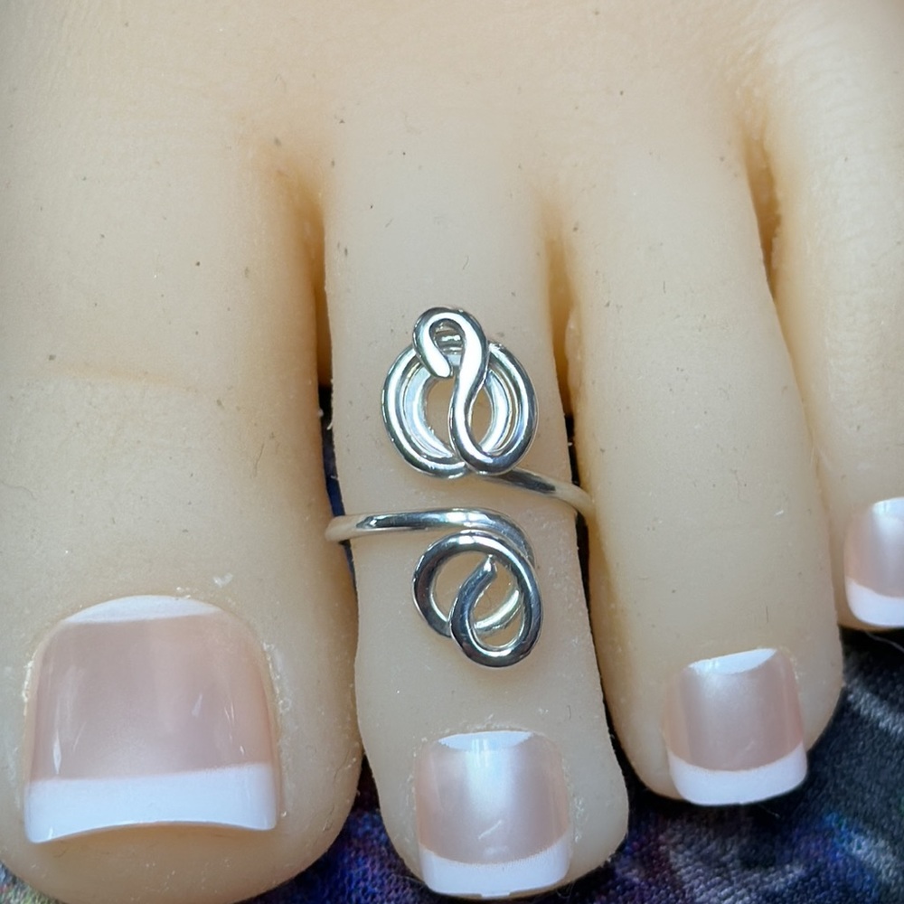 Sterling Silver Toe Ring- Adjustable Unique Toe R… - image 1
